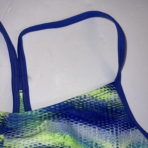 Nike Swim Top NESS57228 Size M Blue Volt Neon Yellow Bikini Sport Bra NWT - Picture 5 of 14